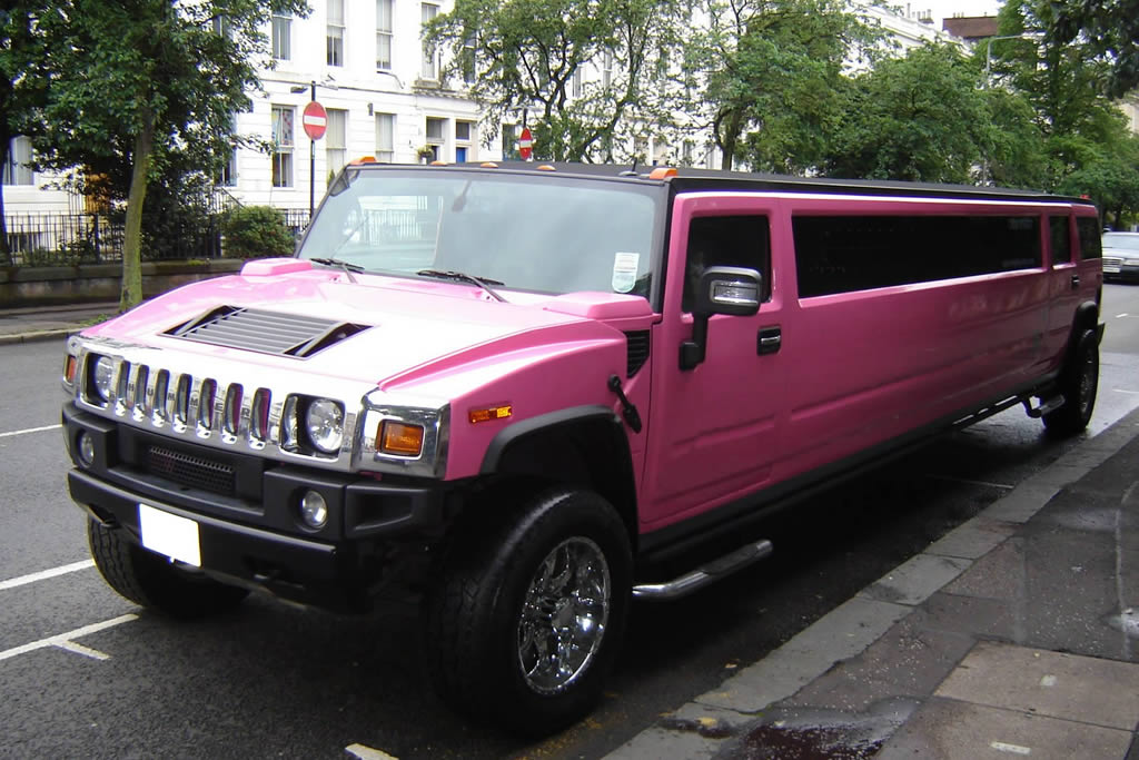 Watford Pink Hummer Limo outside